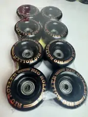Rio Roller Coaster Wheels 62mm 82a ABEC-7 Bearings Black w/ Rgold NEW FREE POST