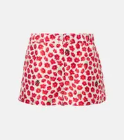 [Versace] Versace Floral printed silk twill shorts AU 16 white
