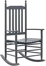 Rocking Chair with Curved Seat Grey Poplar Wood,Vintage Inspired Solid Wood Rocking Chair for Indoor and Outdoor Use Outdoor Chair