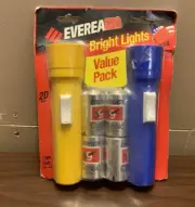 Eveready Bright Lights Value Pack Flashlights Made in USA NOS Size 2D