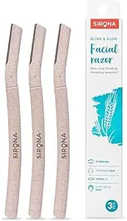 Sirona Blink and Glow Face Razor for Women - 3 Razors | Facial & Upper Lips Hair Removal, Eyebrow Shaper & Dermaplaning Tool