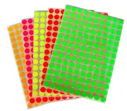 Multi-colored Neon 10mm 3/8 Inch Stickers Coded Labels Round Circular Small Dots
