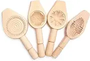 Onart Home - 4 Pack - Wooden Cookie Mold for Baking Carved Mould Press Mooncake Mold Baking Moon Pastry Maamoul Mold Cake Mold for Enjoyable Time