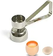 Egg Cracker Topper Cutter, Stainless Steel Egg Opener Egg Shell Remover Poached Egg Separator Egg Whacker Egg Hammer Touch for Raw/Soft/Hard Boiled Egg (Double Cutters Diameter 1.38 in+0.98 in)