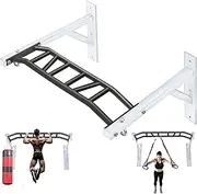 Upgraded-HWOOUSA Pull Up Bar Wall Mounted,Heavy Duty Multi Grip Bar with 14 Grip Positions,Space Saving Home Gym Equipment -Ideal for Garage,Outdoor Strength Training, Chin Up Bar,Supports to 600 Lbs