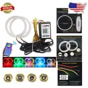 95MM RGB LED Angel Eyes for Motorcycle & Car - Smart App Control & Turn Signal