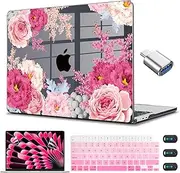 CISSOOK Floral Case Cover for MacBook Air 15 Inch 2023 2024 2025 Release A2941 A3114 A3241, Plastic Hard Shell Case with Keyboard Cover USB Adapter for MacBook Air 15" M2 M3 M4, Gorgeous Flowers
