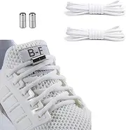 [Ausgear] Shoelaces - Elastic No Tie Shoe Laces - Metal Auto Locks ShoeLaces System, Never Tie Shoes Again! Suitable for Kids, Adults, Elderly，Fit for Any Type of Shoes (1 Pair White)