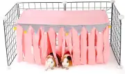 Guinea Pig Hideout Rectangular Top Four-Sided For Bunny Hamster Rabbit Pink