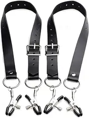 HYOPBSCN BDSM labia spreader strap with clamps labia clamps spreader strap nipple clamps and clitoris clamp adjustable SM sex toy for women and men