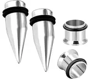[HEKEUOR] 9mm Steel Ear Stretching Kit Steel Tapers + Steel Tunnels Kit with O-Ring 2 Pairs