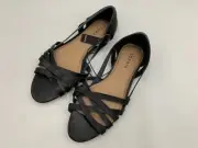 Torrid Women's Strappy Open Toe Flats Black Plus Sz 8 #E59863