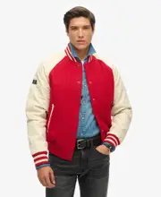 College Varsity Bomber Jacket | Varsity Red