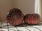NEW Moroccan Leather Ottoman Pouffe In Deep Tan