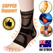 Copper Ankle Support Compression Sleeve Plantar Fasciitis Pain Relief Foot Brace