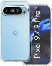 [USTIYA] Case for Google Pixel 9 / Pixel 9 Pro Case Clear TPU Four Corners Protection Cover Transparent Soft