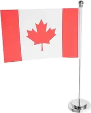 Angoily Canadian Flag Table Flag Office Table Desktop Decorations Classroom Flag Desk Decors Cake Topper Desk Decorations Table Flags with Base Small Flags Polyester