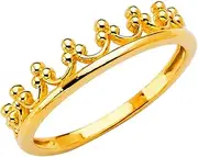 [JewelryWeb] 14k Yellow Gold Crown Band Ring Size 7-Band Style-Ring for Women and Men
