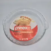 NEW Y1996 pyrex originals Bakeware 9-1/2" Scalloped Pie Plate Clear with Handles