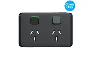 Clipsal Iconic Double Powerpoint 10A Skin Solid Edge Black | 3025C-XB