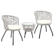 Outdoor Patio Table & Chairs - Grey & Beige