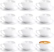 12 Set Porcelain Espresso Cups with Saucers White Ceramic 5.5 OZ,