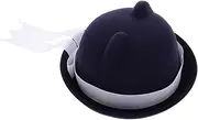 [FRCOLOR] Cute Cat Ear Beret with Bow Wool Felt Material Adjustable Ribbon School Uniform Hat Victorian Top Hat Style for Parties Dark Blue