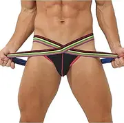 [Ctreela] Mens Rainbow Pride Micro Underwear Mesh Breathable Jockstrap Elastic Workout Supporter Thong Sexy Male Underwear