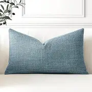 Artscope Linen Cushion Covers Set of 1 Decorative Lumbar Pillowcase Pillow Cover 12x20 Inch for Home Decor Sofa Bedroom Car 30x50cm Blue