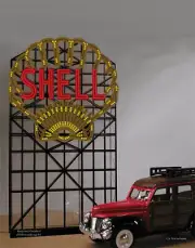Miller Engineering Shell Animated Neon Billboard Large for HO and O 883801