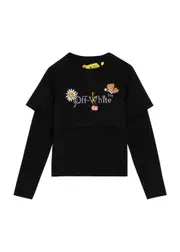 Off-white Kids Funny Flowers Printed Layered Cotton top (4-10 Years) - Black - 04YR (4 Years) 04YR (4 years)