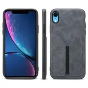 Denior For Apple iPhone XR Leather Case with Elastic Wallet Card Holder Slot Pocket Cover – Grey