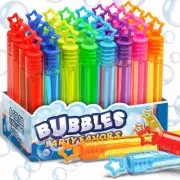 32 Pcs 8 Colors Neon Bubbles Party Favors For Kids, Mini Star Bubble Wand Bul...
