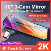 Mirror Dash Cam 2K 6"/10" Rearview Mirror Camera 3 Cam Car DVR Cam Touch Screen