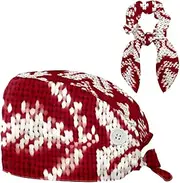 [YTYVAGT] Scrub Caps Women,Scrub Hats Suitable for Women,Vintage Christmas Red Plaid Pattern