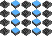20PCS Black Aluminum Heat Sink with Thermal Conductive Adhesive Tape, 9×9×5mm Heatsink Cooler for Cooling VRM GPU Stepper Driver MOSFET VRam Regulators
