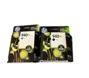 Lot Of 2 HP Officejet 940XL Ink Black And Blue Cyan Ink Cartridge Great