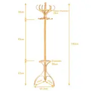 Rotating Birch Coat Rack with 12 Hooks and Umbrella Stand, 1.82m Tall, Oak Fi...