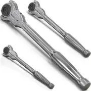 Olsa Tools 90T Swivel Head Ratchet Wrench Set, 3-Piece, Chrome Vanadium Steel...