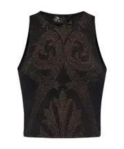 metallic jacquard crop top XS Black
