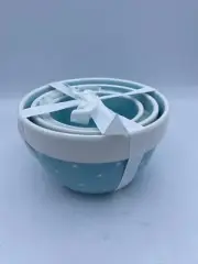 Grace's Pantry Ceramic NESTING BOWLS Turquoise & White set of 3