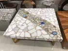 48" Square White Agate Dinning Table Top, Living Room Furniture, End Side Tables