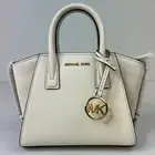 Michael Kors Women’s Avril Cream Large Leather Satchel Handbag Purse Crossbody