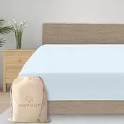 Fitted Sheet Full - 100% Viscose Derived from Bamboo Fitted Sheet, 16 Inch Deep Pocket Cooling Sheets Full Size - Light Blue