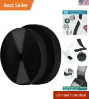 Durable 1 Inch x 82 Ft Black Hook and Loop Tape - Heavy-Duty Adhesive Strips