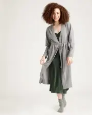 Quince Mongolian Cashmere Robe (Medium) (Color: Heather Grey) (Retail: $169.90)