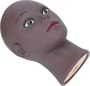 High-end African Model Mannequin Head for Wig Hat Display, Fashionable Bald Black Manikin Head for Makeup Training, Attractive Scarves Display