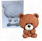 bingxqiso Cartoon Bear Silicone Fondant Mould Cake Mould Baking Tool Chocolate Mould Cookie Mould Drop Glue Mould-Random Color