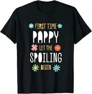 [X.Style] First Time Pappy Let The Spoiling Begin Funny Baby Shower ds1067 T-Shirt (S) Black