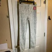 Spanx Women MEDIUM Ankle Leggings Speckled Gray Pockets Stretch Fit Relax Adult